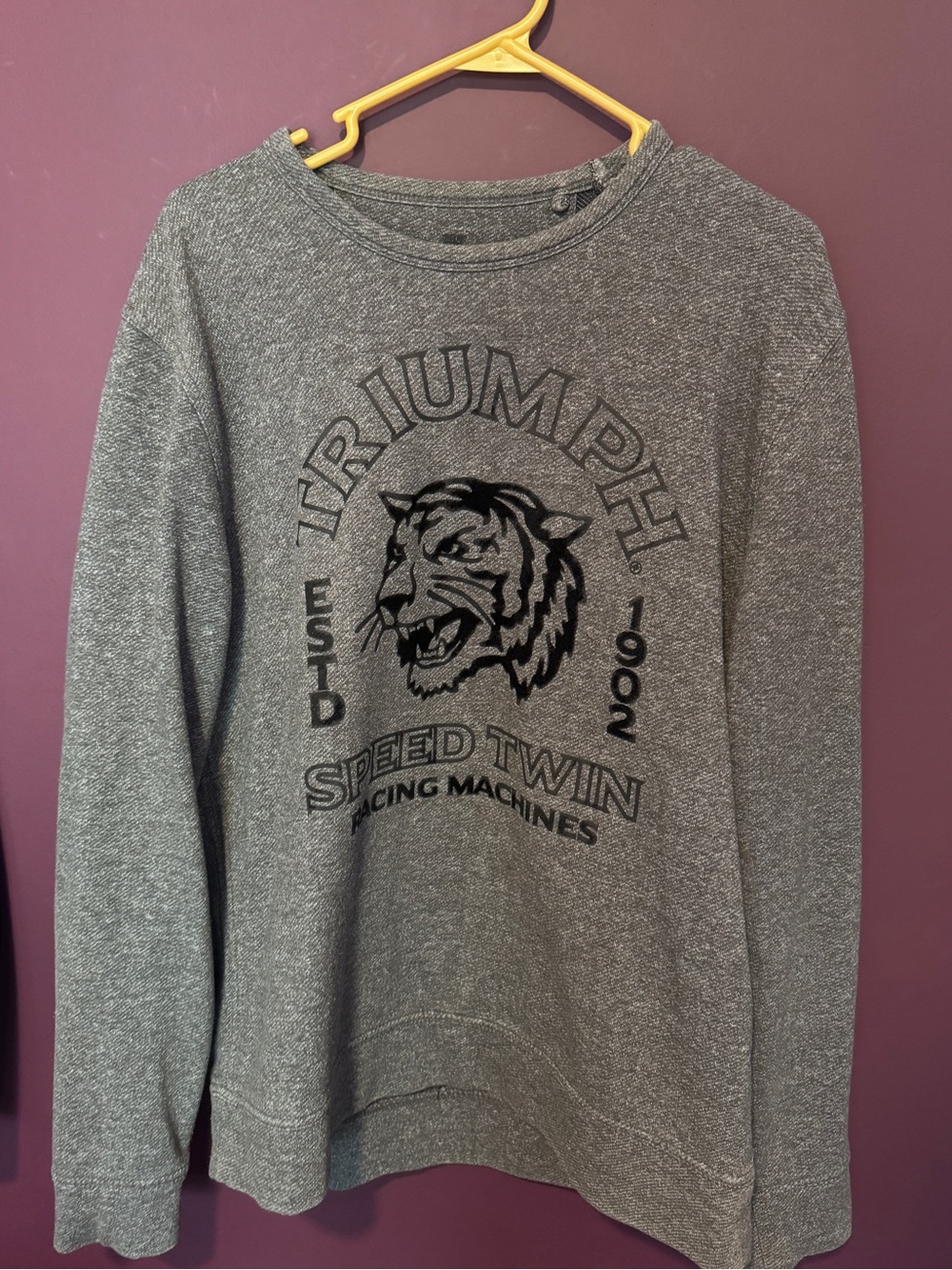 Lucky Brand Gray Crewneck Sweater with Tiger Graphic